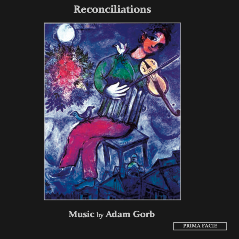 CD cover with painting of a violinist playing outside on a chair by moonlight